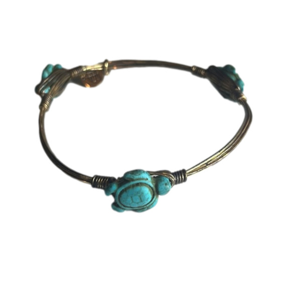 𝅺BOURBON and Bowties Blue Turtle Bangle - Picture 1 of 15